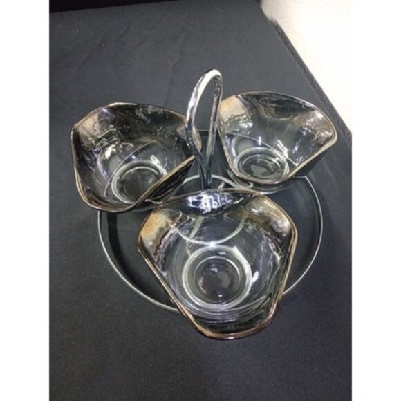 Dorothy Thorpe  Style 3 Compartment Compote Dishes With Caddy - Picture 2 of 9